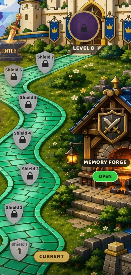 Real Faith Knight screen: the Foundation Road at 100-Fold.