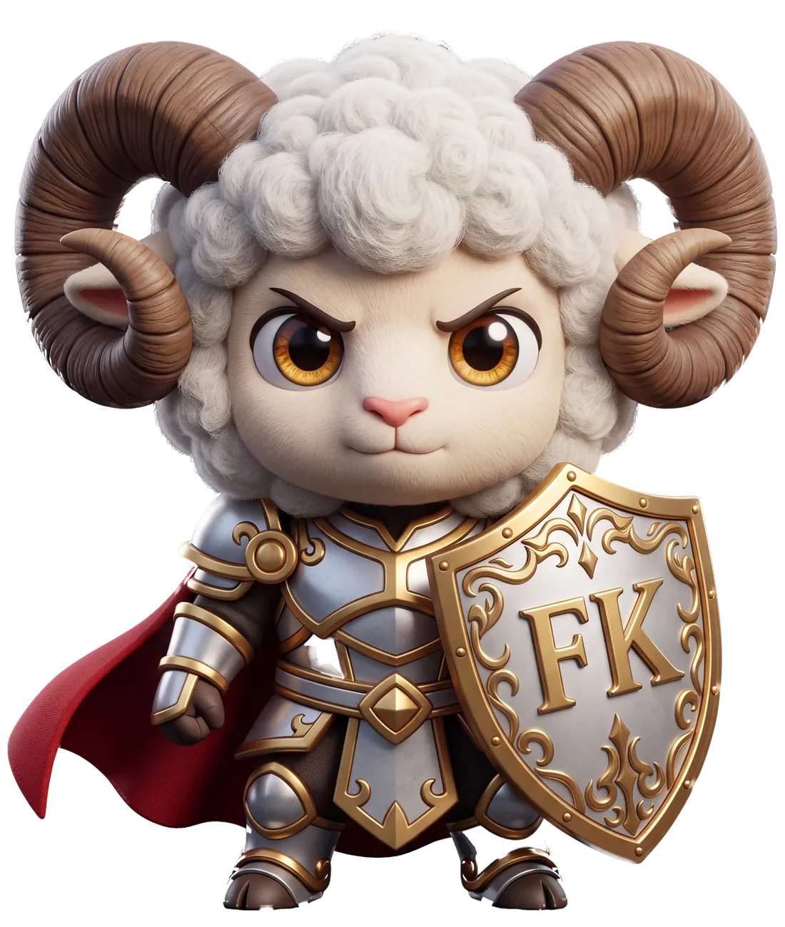 Ramsly at the Foundation: the young ram knight with his FK shield.