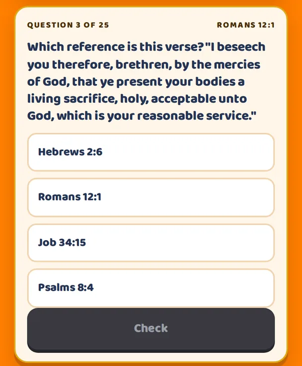 Real Faith Knight screen: question 3 of 25 in a live match. Which reference is this verse, with four answer choices.